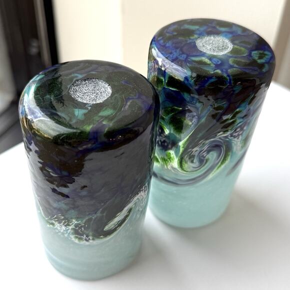Mad Art Studios Glass Rolling Ocean Waves Shot Glasses or Mini Bud Vase 3 3/4" - Picture 10 of 10